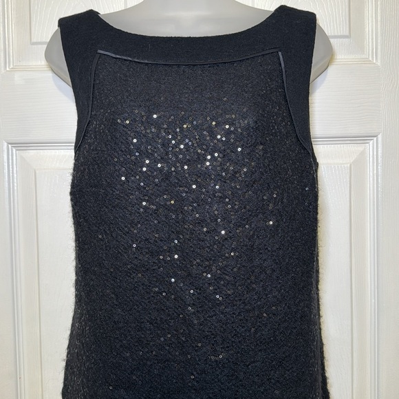 Loft Sequined Sleeveless Shift Dress Wool Blend Size 14 - Picture 5 of 12